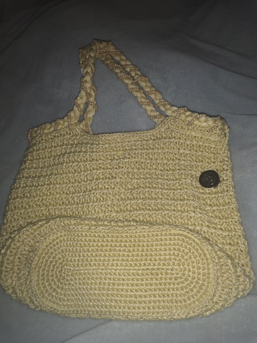 The SAK Handwoven Creamy Yellow Crochet Tote Bag with Braided Handles